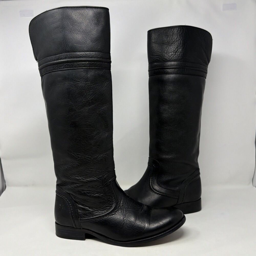 Frye Women 7B Black Leather Tall Riding Boots 4013 Western Equestrian